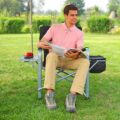 This Folding Lawn Chair Has a Cooler and a Side-Table Attached To It