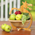 Wooden Nested Dragon Basket Folds Down For Easy Storage