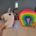 Unicorn Pillow Converts Into a Rainbow Travel Neck Pillow