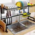 This Over The Sink Dish Drying Rack and Storage Area Is Perfect For Tiny Homes