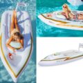 This Mini Yacht Shaped Pool Float Has a Little Ice Cooler In The Front