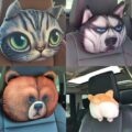 Cute Cat and Dog Head Car Seat Pillows