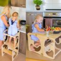 This Awesome Toddler Kitchen Tower Helper Stool Also Doubles as a Craft Table