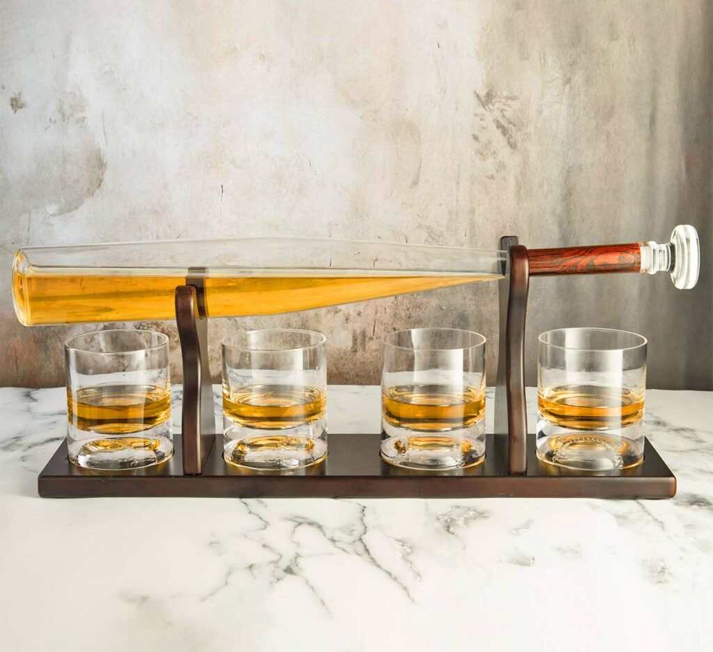 Every Baseball Fanatic Probably Needs This Elegant Baseball Bat Whiskey Decanter
