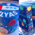 This Space-Themed Birthday Cake Reveals an Entire Galaxy Once Sliced Into