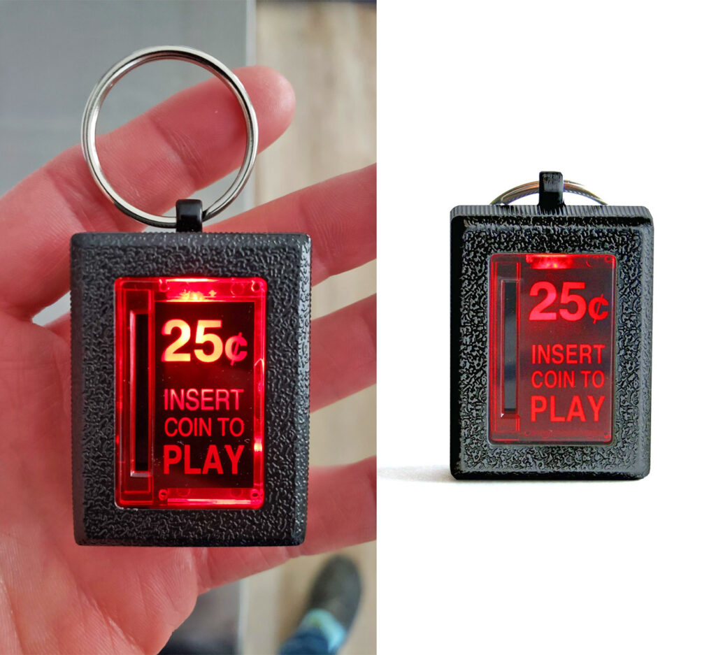 You Can Now Get An Insert Coin Arcade Key-Chain Or Belt Buckle That Actually Lights Up