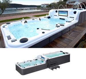 This Ultimate Hot Tub Has Two Tiers With an Attached Endless Swimming Pool