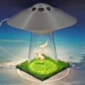 This UFO Lamp Makes It Look Like Aliens are Abducting a Cow, People, Dog, etc.