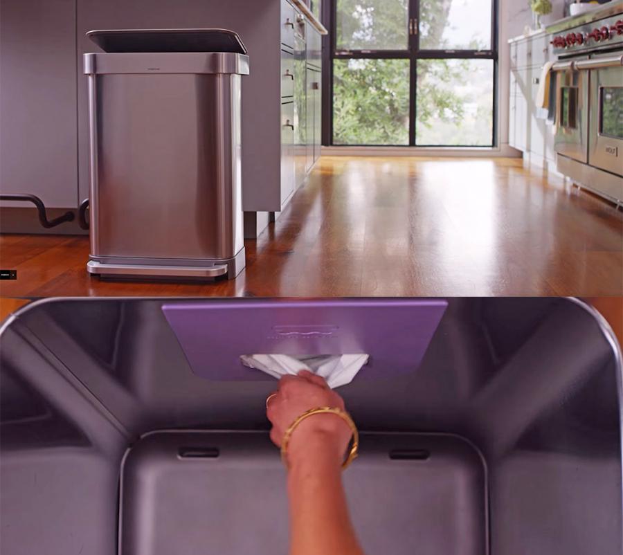 Simplehuman Modern Trash Can Has Auto-Opening Sensor and Holds Extra Bags Inside Of It