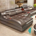 Ultimate Couch: Giant Leather Sectional With Integrated Massage Chair and Speakers