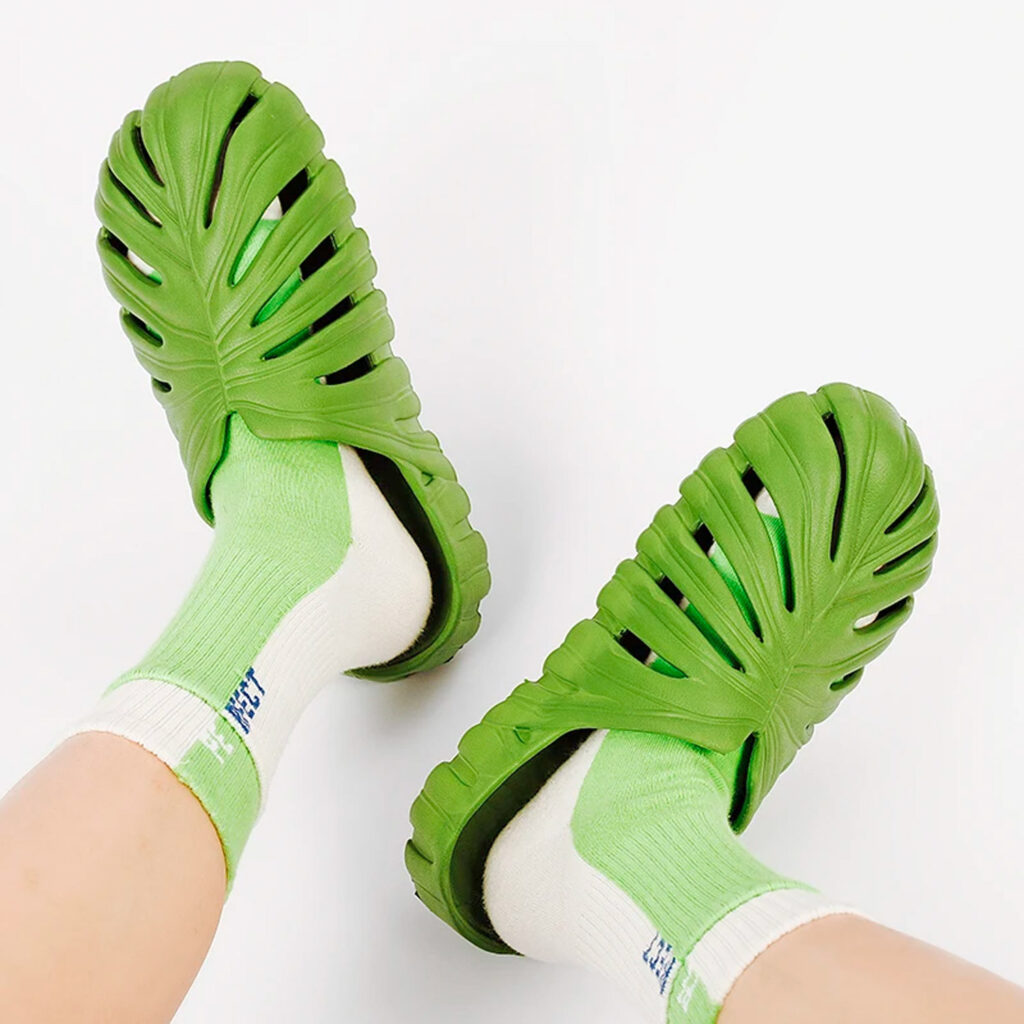 These Leaf-Shaped Croc-Inspired Slides Are Perfect For Nature or Plant Lovers