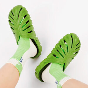 These Leaf-Shaped Croc-Inspired Slides Are Perfect For Nature or Plant Lovers