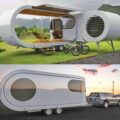 This Futuristic Camping Trailer Rotates Around To Reveal Huge Party Deck