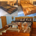 This Wooden King Bed Has Built In Stairs Along With Extra Space At The End Of It For Your Dogs