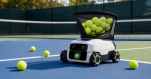 Acemate S10 AI tennis robot on a tennis court