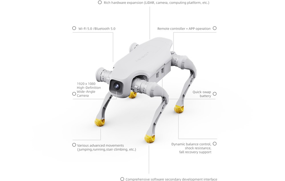 AGIBOT D1 robot dog hardware feature diagram