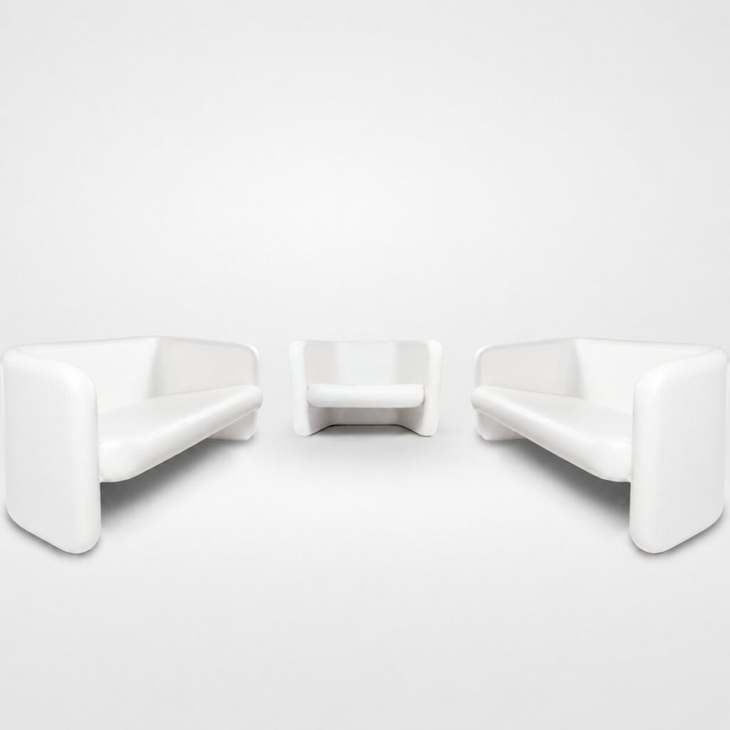 Airmaan modular inflatable sofa set with couch and matching chairs
