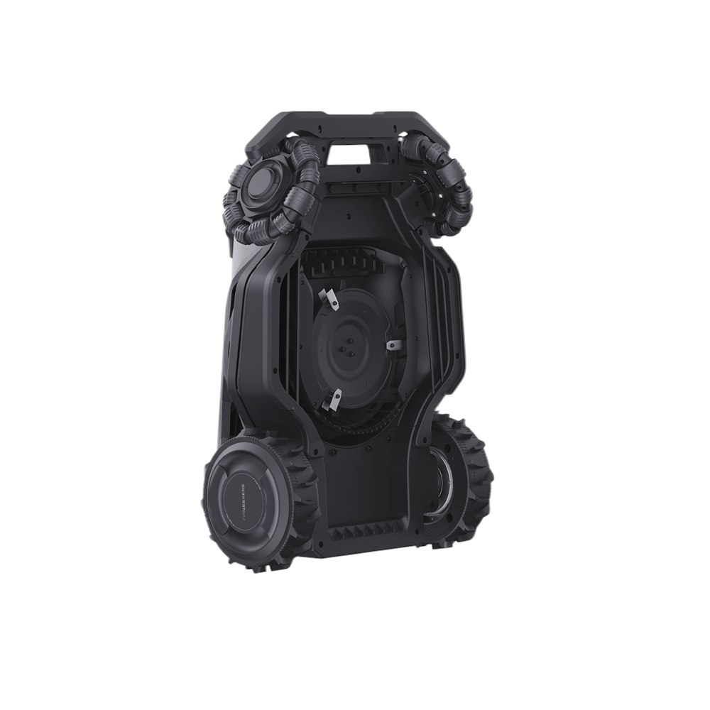 Underside view of AIRSEEKERS TRON robotic mower