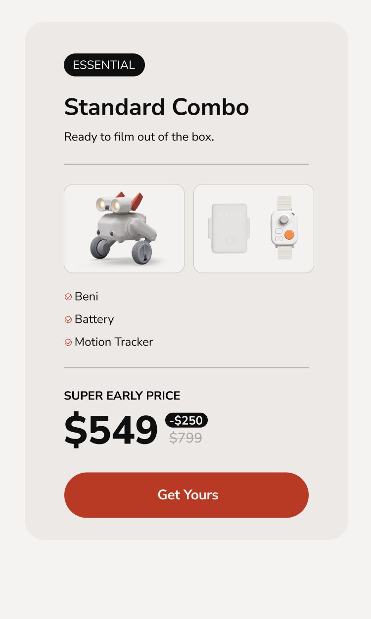 Beni camera robot kit with accessories on a tennis court