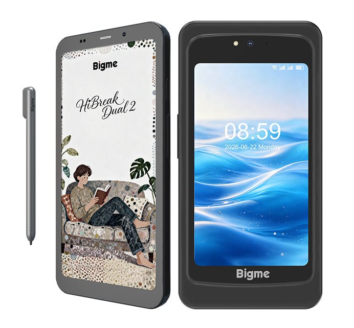 Bigme HiBreak Dual 2 showing E Ink and LCD sides with stylus