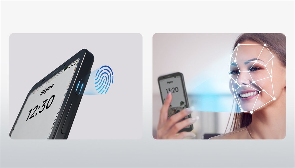 Fingerprint and face unlock concept image for the Bigme HiBreak Dual 2