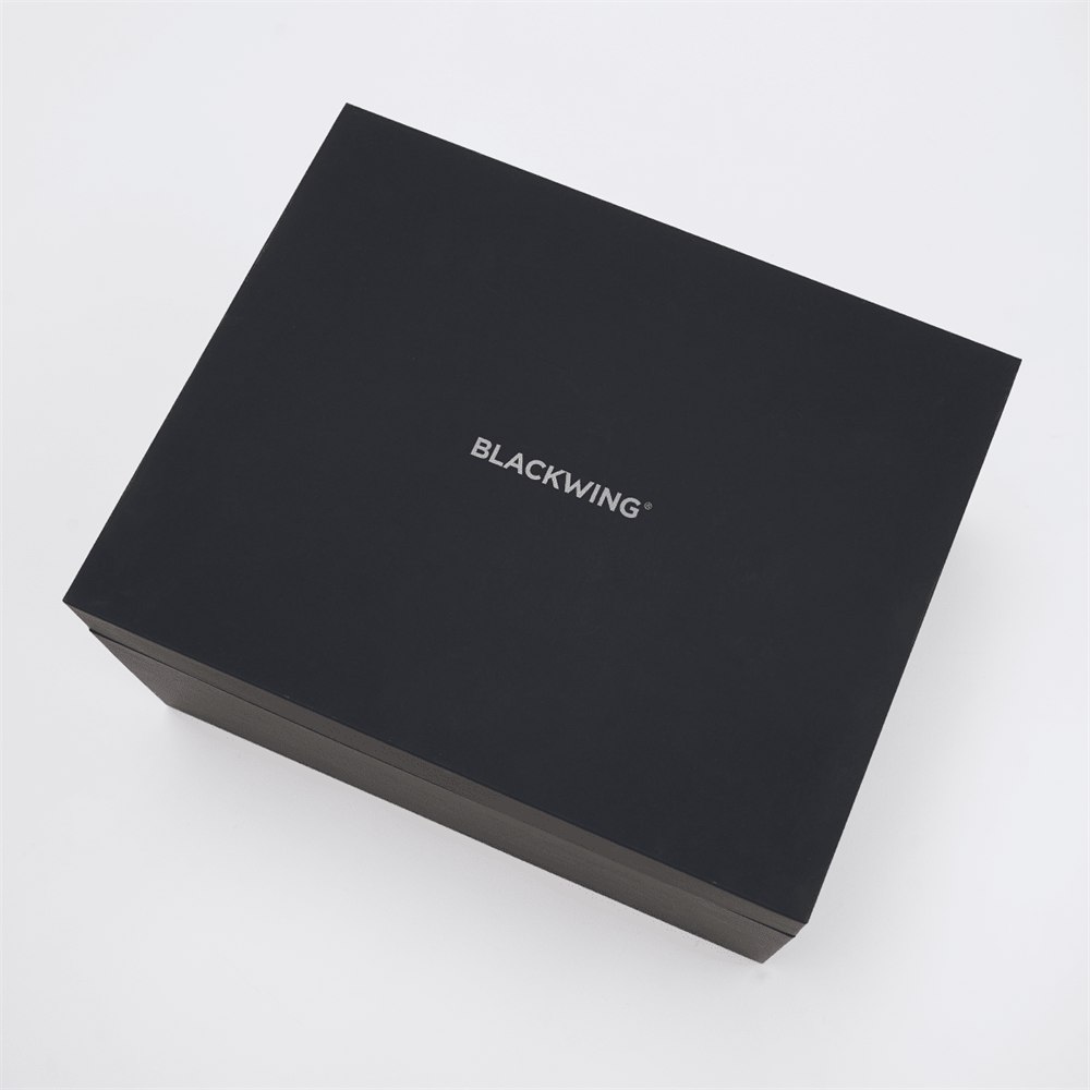 A matte black rectangular product box with the brand name 'BLACKWING' printed in white on the top, photographed on a clean white background.