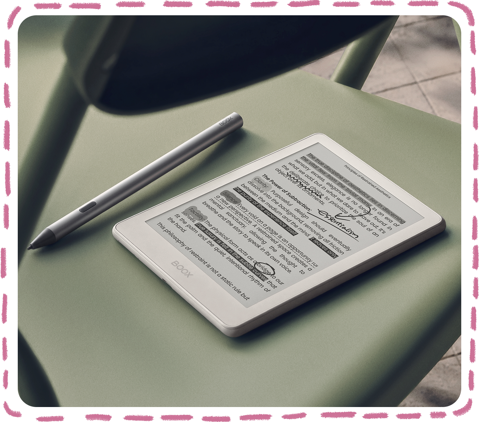 Close-up of BOOX Go 6 Gen II with stylus on the screen