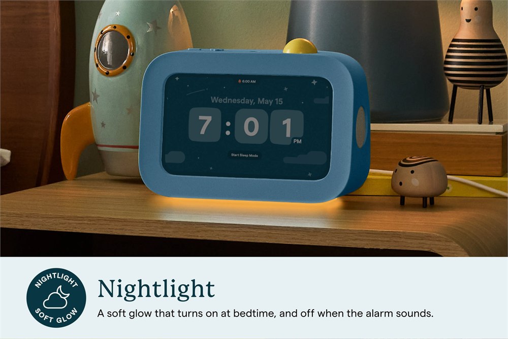 Skylight Buddy nightlight mode beside a child's bed