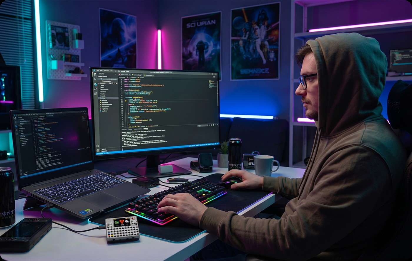 CardputerZero used as a pocket Linux lab for coding and command line work