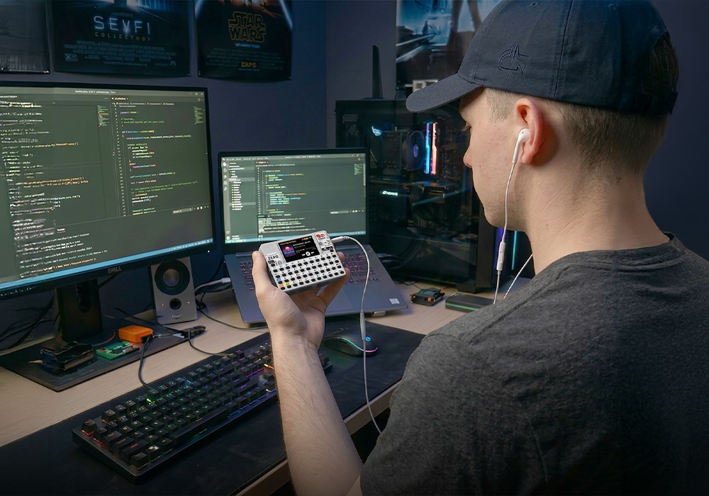 CardputerZero shown as a pocket media player with built in controls