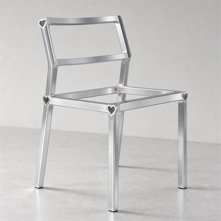 Square thumbnail of the limited edition aluminum chair with heart-shaped profiles