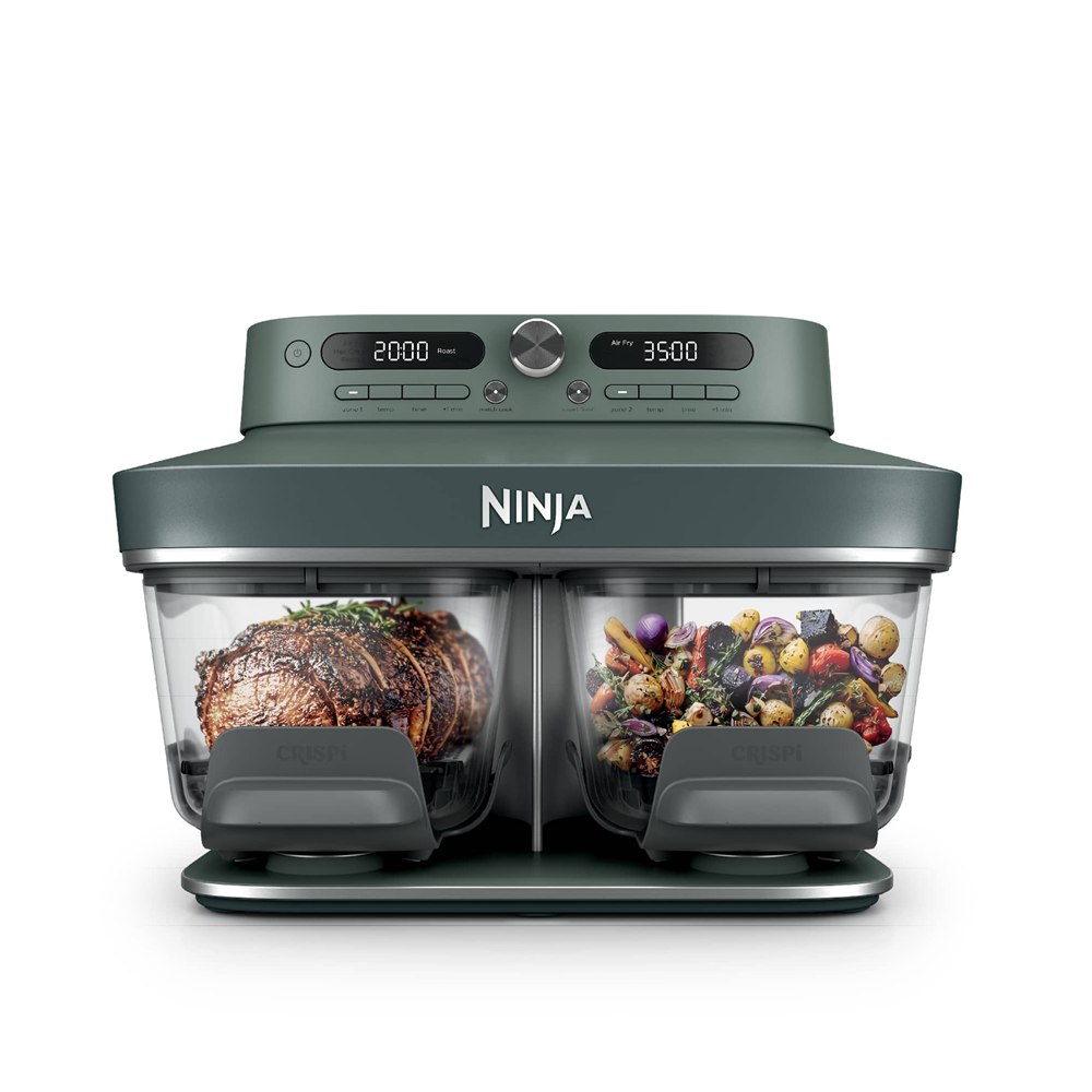 Ninja CRISPi DualZone glass air fryer with two transparent cooking chambers