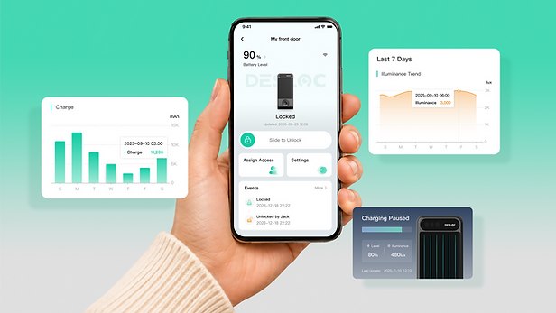 DESLOC app showing smart lock battery and access controls