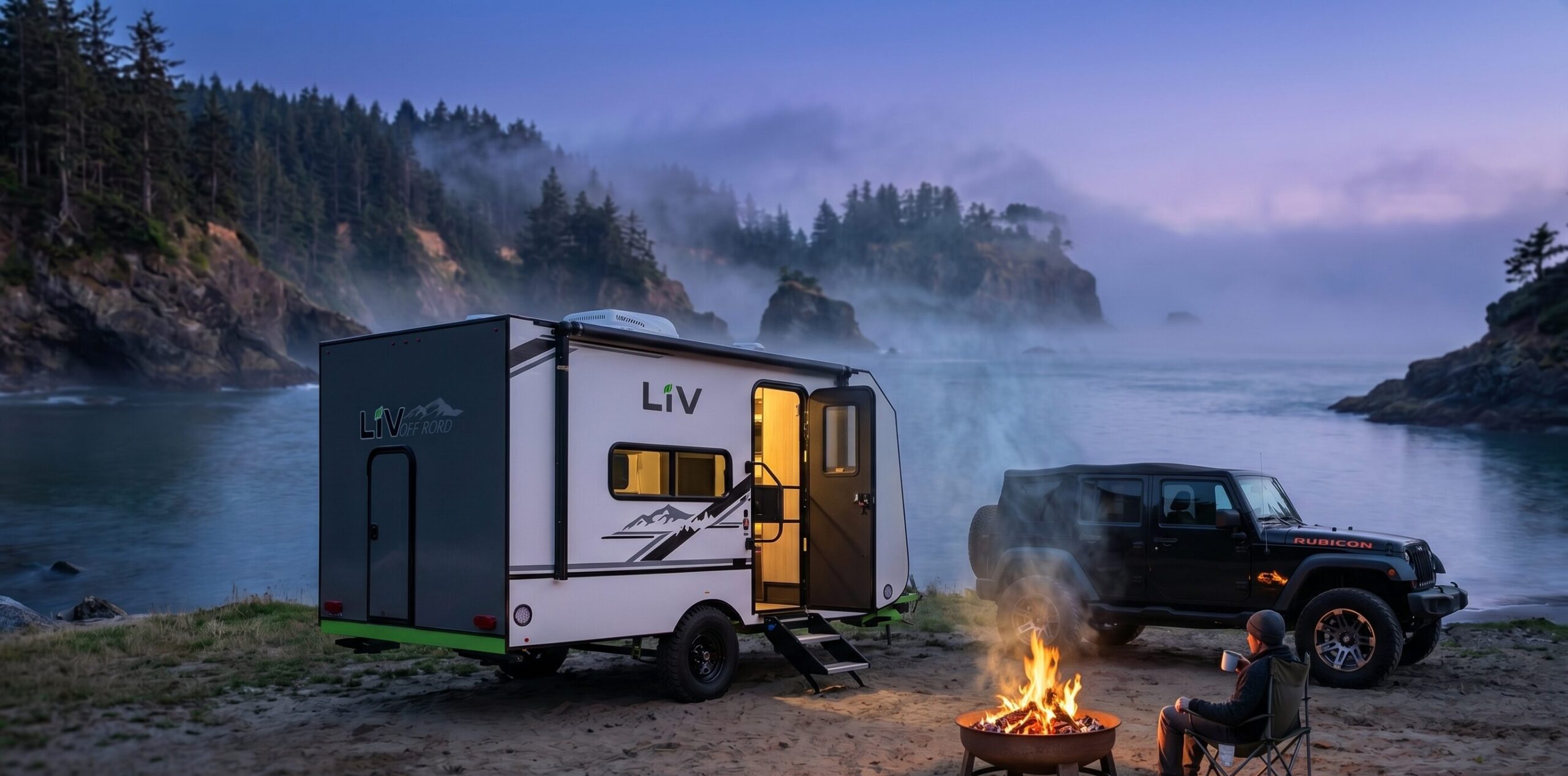 Off-road wheel and rugged exterior detail on the LIV E-Leaf OffRoad trailer