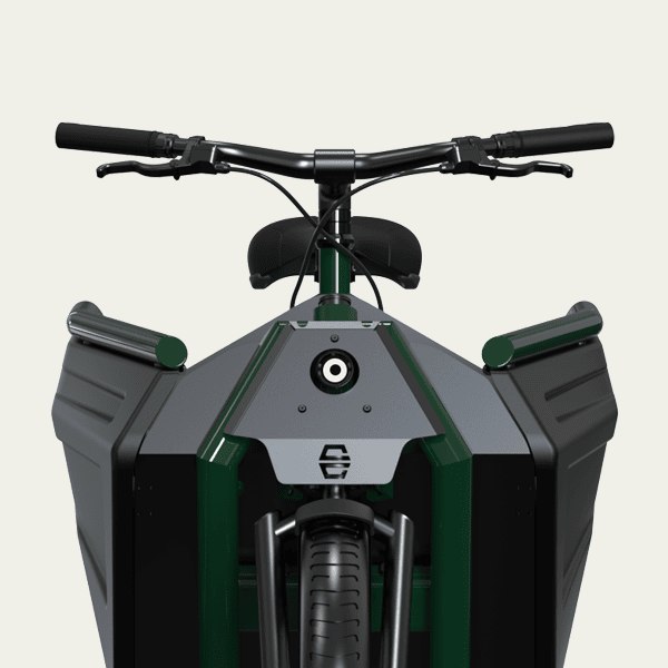 Front long-range light detail on the Galian Le Formidable cargo e-bike