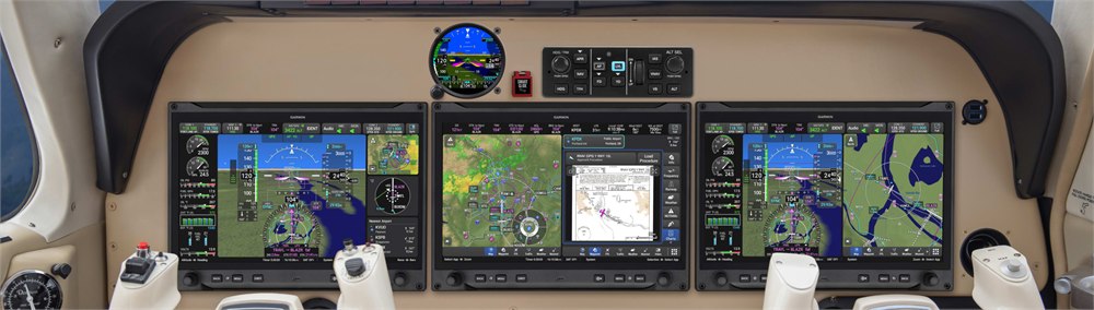 Garmin AXIS cockpit display system in a wide aircraft panel