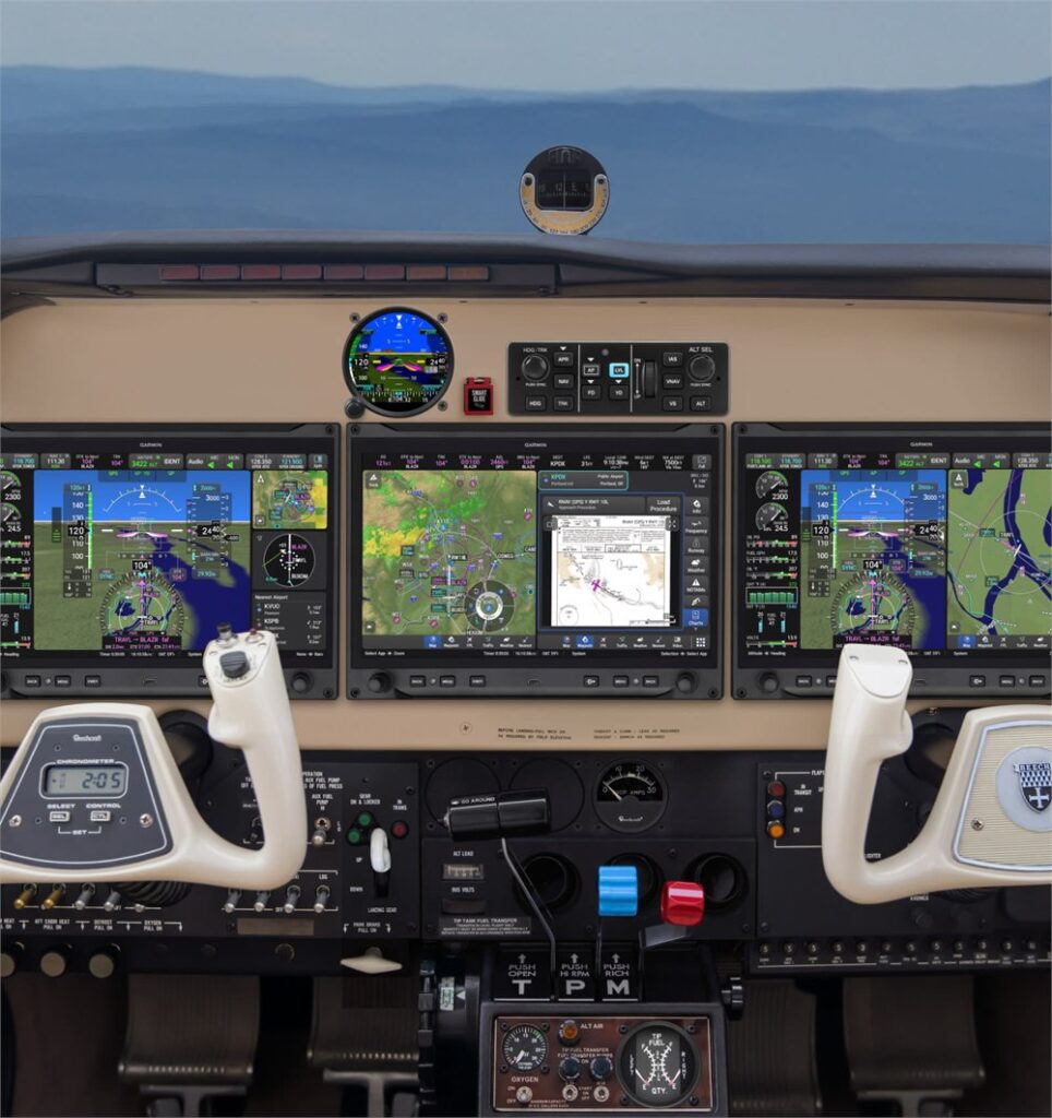 Garmin AXIS aircraft display system shown from the cockpit