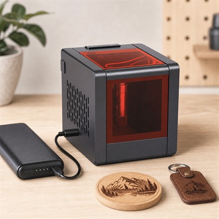 Hanboost T1 enclosed portable laser engraver with USB-C power bank