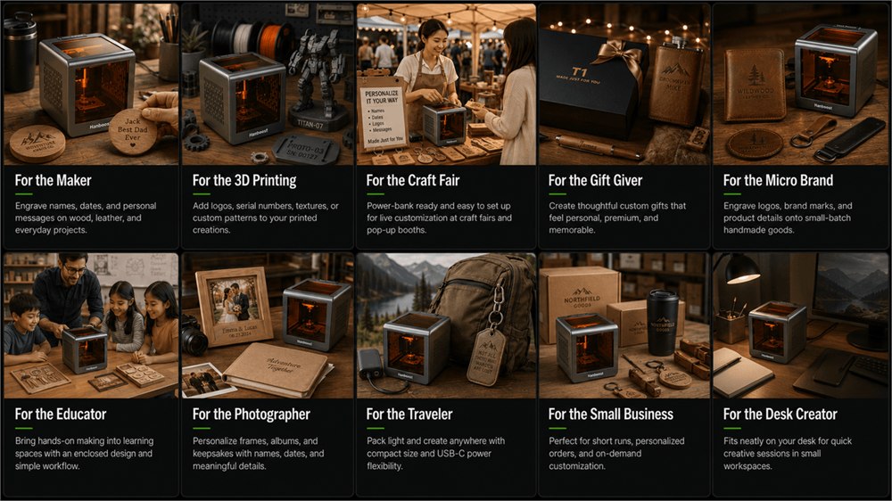 Hanboost T1 shown in small personalization and crafting scenarios