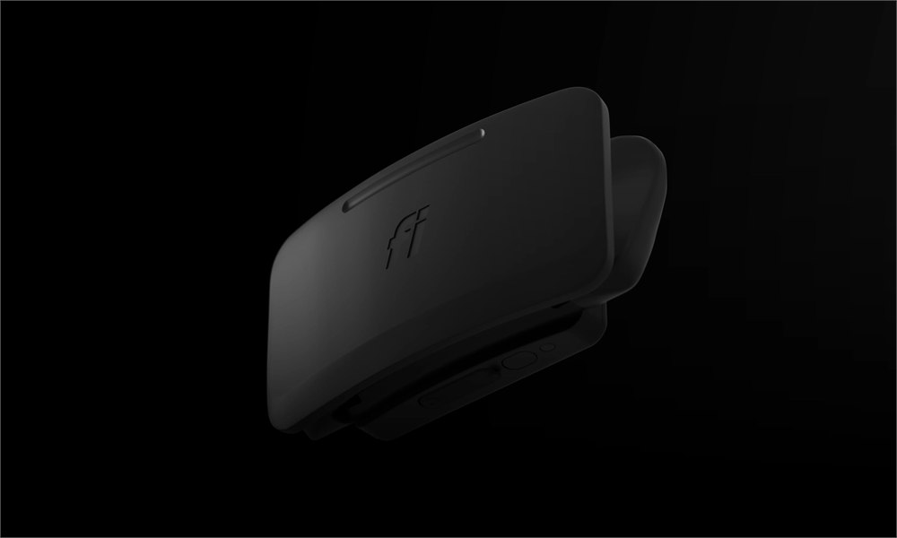 Closeup of the black Fi Ultra dog tracker hardware
