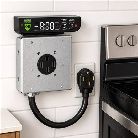 iGuard electric stove safety shutoff device with plug-in power box