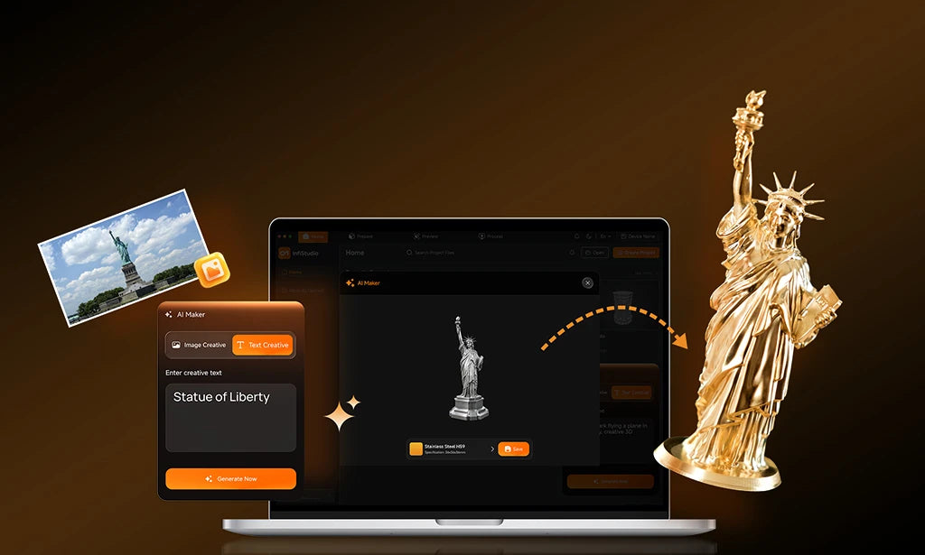 InfiMaker K1 software workflow turning a design into a machined object