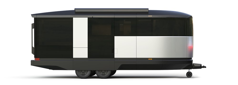 Aboard T4 hybrid-electric travel trailer side profile