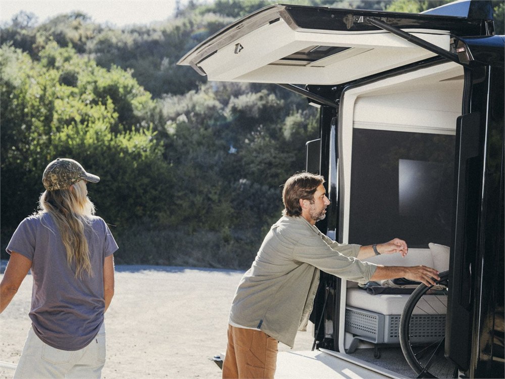 Aboard T4 travel trailer interior lounge and kitchen layout
