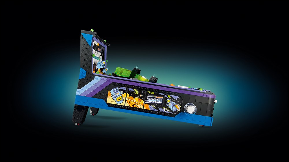 Flipper and lower playfield detail on the LEGO Icons Arcade Pinball Machine
