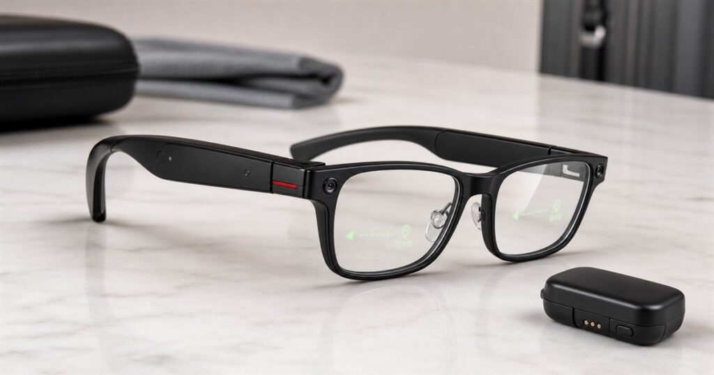 INMO GO3 AI translation glasses on a tabletop