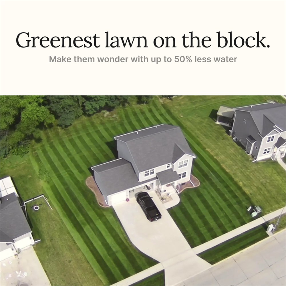 Aerial view of a green lawn used to show Irrigreen yard coverage.