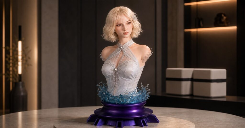KOIBOT ROLA One upper-body AI companion robot displayed in a premium indoor setting