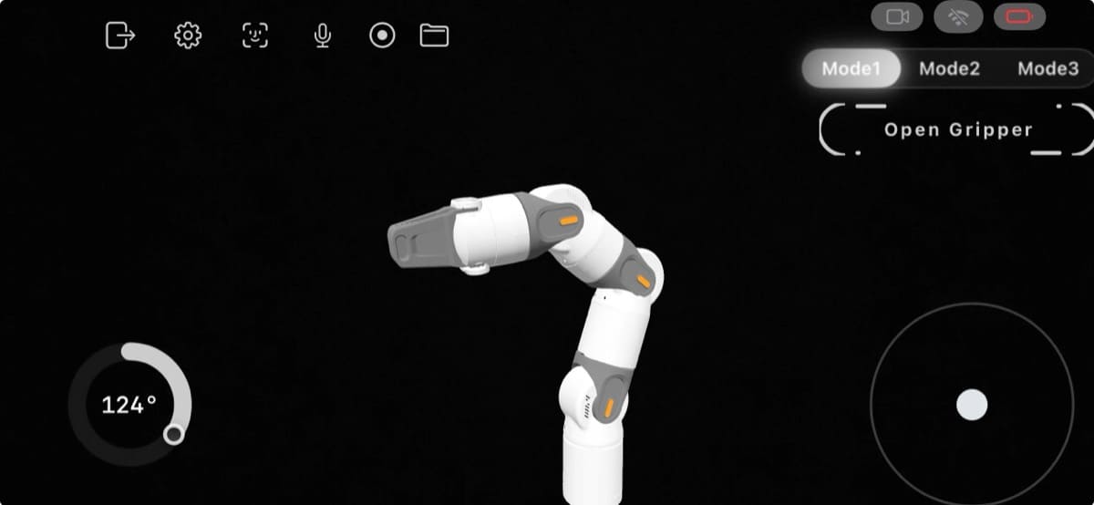 Kynooe One control interface showing app-based robot commands