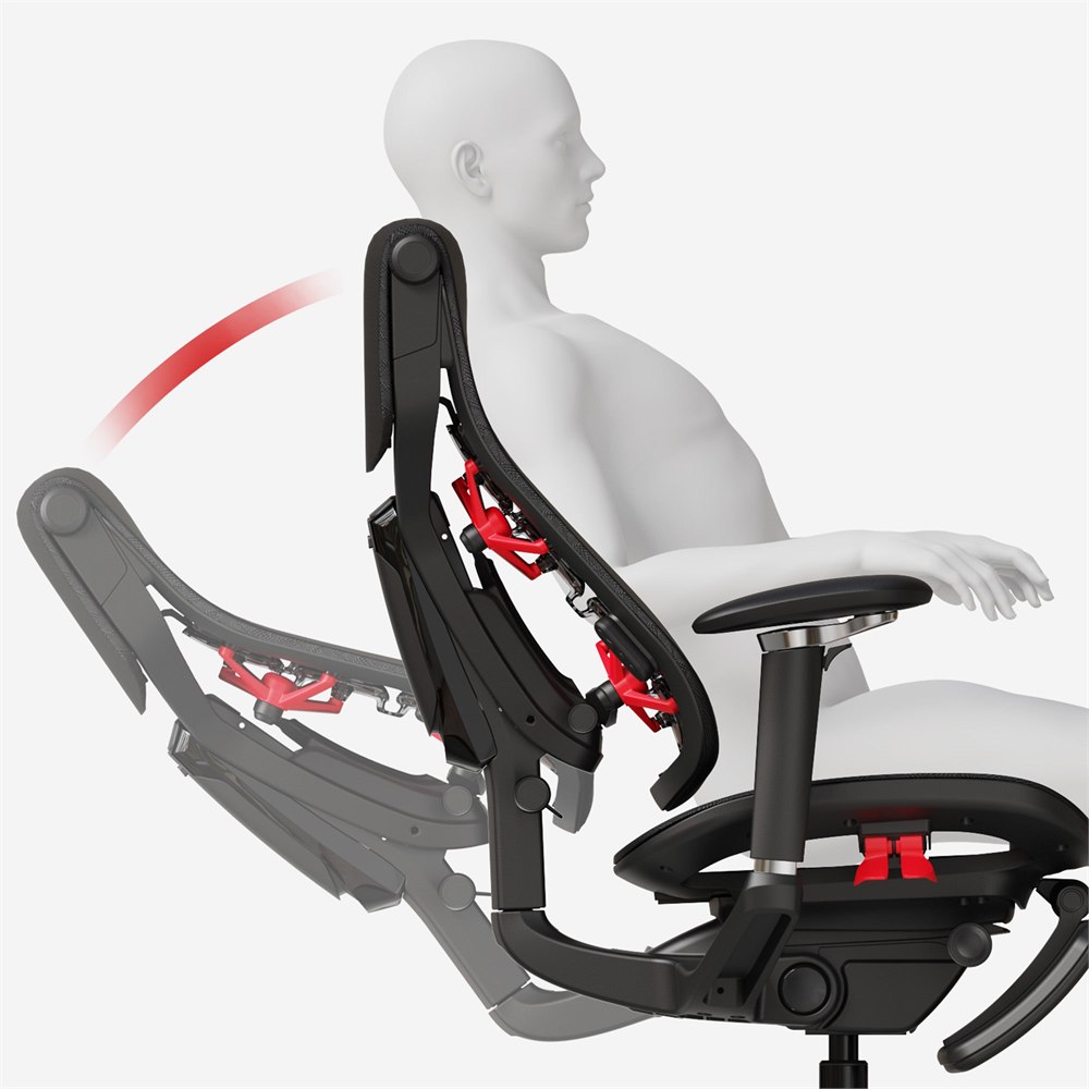 Lavenne R9 chair recline range shown through multiple backrest positions